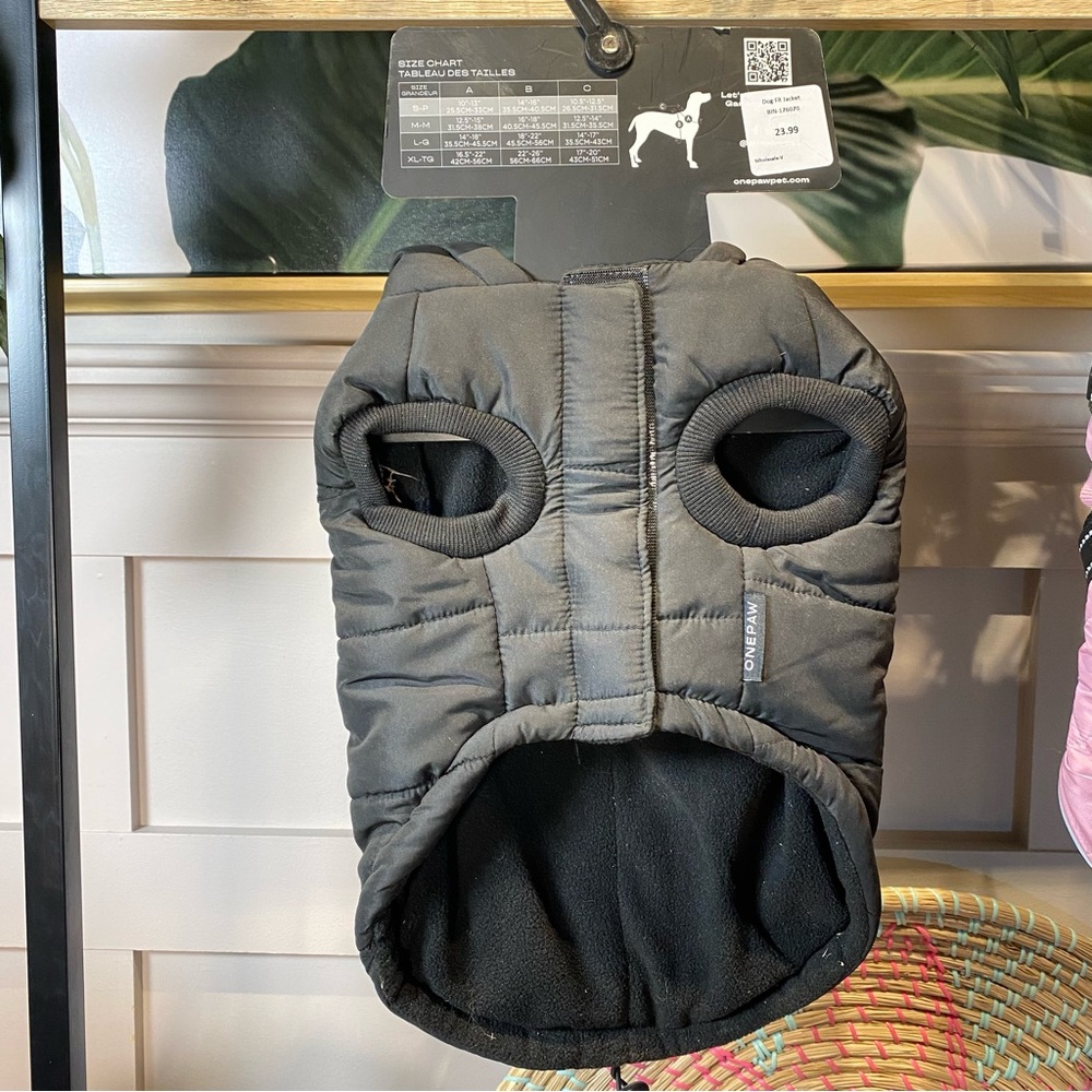New ONEPAW Quilted Dog Vest Harness black - Size M Winter Coats